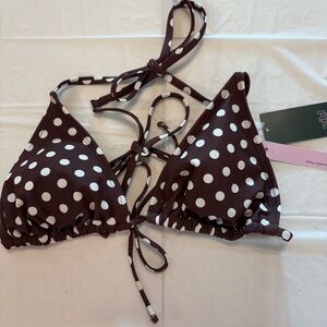 Wild Fable Brown with White Dots Bikini Top